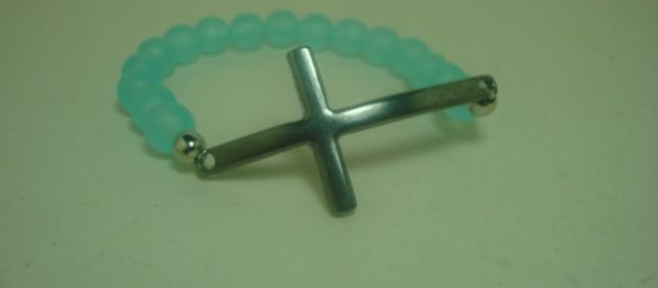 Pulseira de cruz c\ bolinha azul